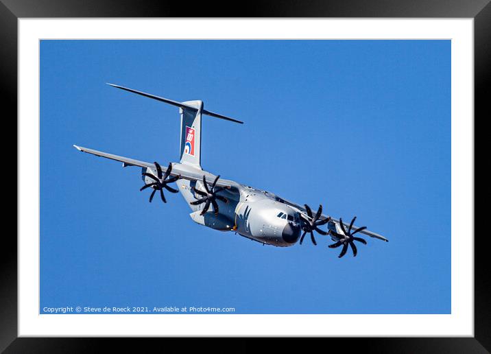 Airbus A400 Steep Approach Framed Mounted Print by Steve de Roeck
