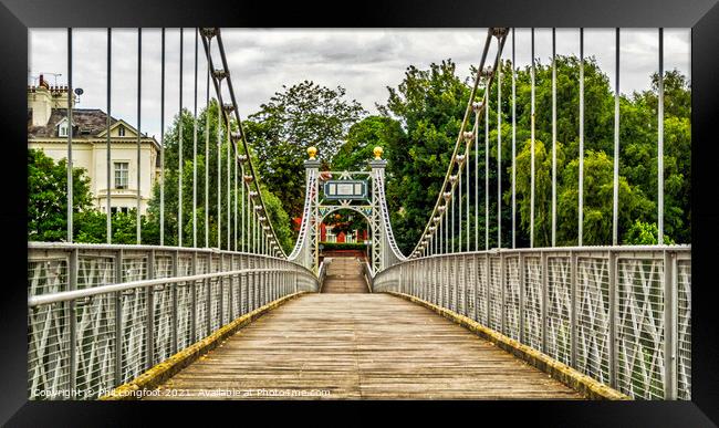 Old suspension bridge over River Dee.  Framed Print by Phil Longfoot