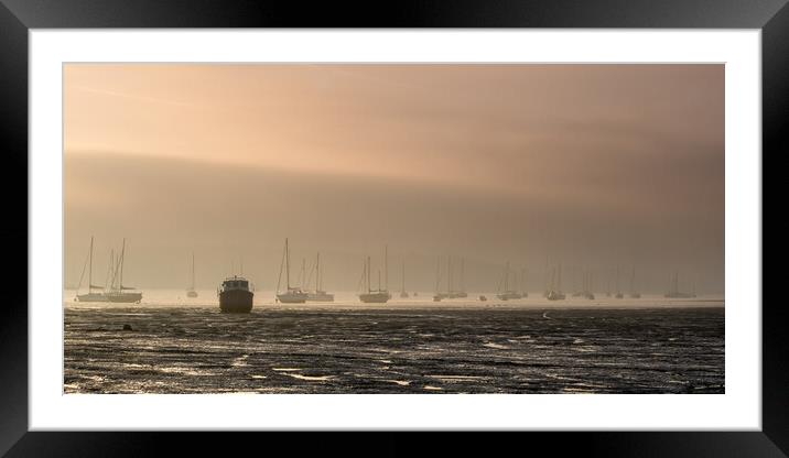 Misty sunrise at Pin Mill. Framed Mounted Print by Bill Allsopp