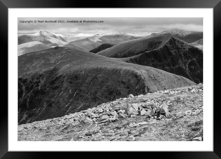 Nantlle Ridge Mountains in Snowdonia Framed Mounted Print by Pearl Bucknall