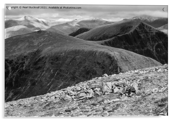 Nantlle Ridge Mountains in Snowdonia Acrylic by Pearl Bucknall