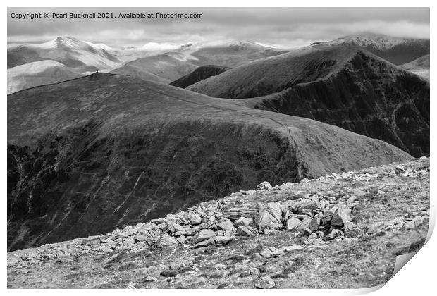Nantlle Ridge Mountains in Snowdonia Print by Pearl Bucknall