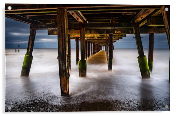 Under the pier. Acrylic by Bill Allsopp