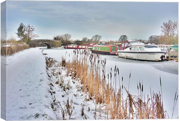 Frozen Lancaster Canal Canvas Print by Lilian Marshall