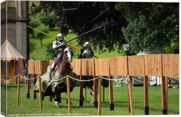 Medieval Jousting At Lincoln Castle Canvas Print by Amanda Elwell