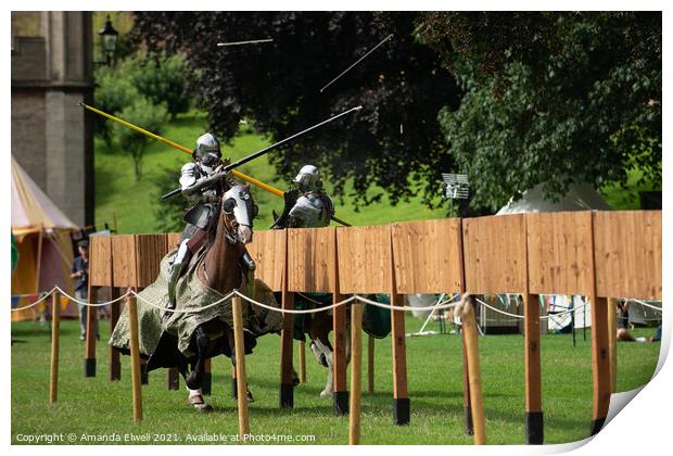 Medieval Jousting At Lincoln Castle Print by Amanda Elwell