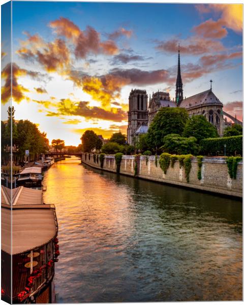 Notre Dame Evening, Paris, France Canvas Print by Mark Llewellyn
