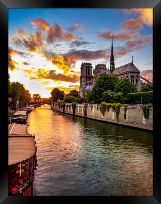Notre Dame Evening, Paris, France Framed Print by Mark Llewellyn