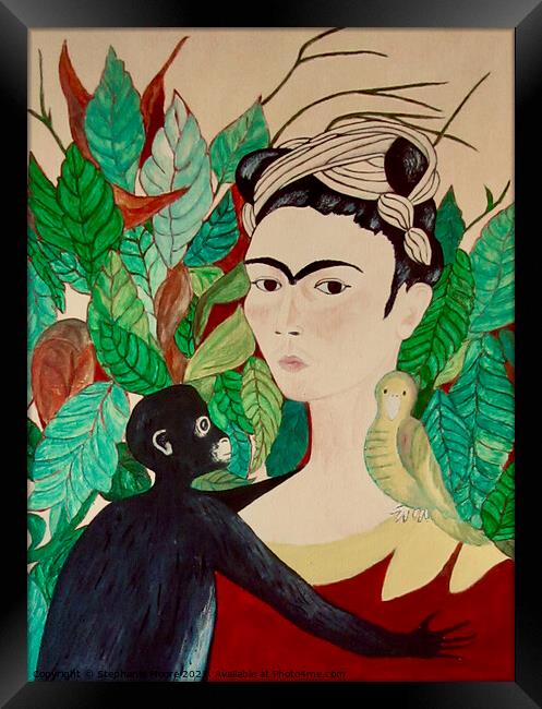 Frida with Monkey and Bird Framed Print by Stephanie Moore