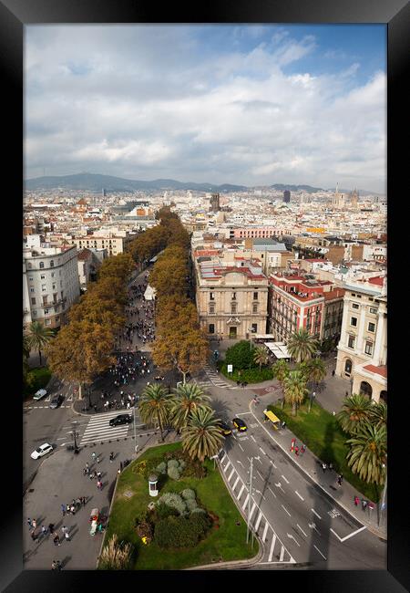 Las Ramblas Street and Boulevard in Barcelona Framed Print by Artur Bogacki