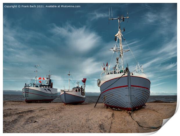 Thorupstrand cutters fishing vessels for traditional fishery at  Print by Frank Bach
