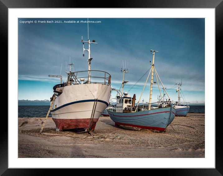 Thorupstrand cutters fishing vessels for traditional fishery at  Framed Mounted Print by Frank Bach