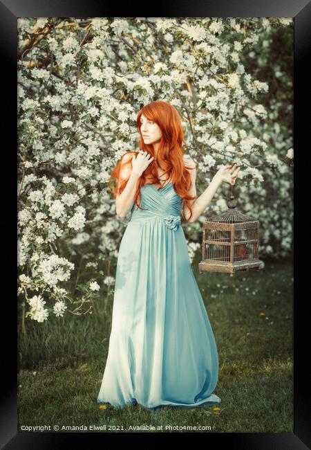 Woman In Spring Blossom Framed Print by Amanda Elwell