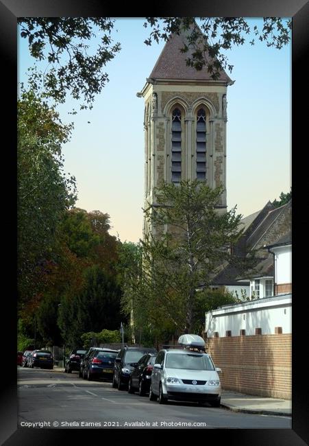 Anglican Church Tower in East Sheen, Surrey Framed Print by Sheila Eames