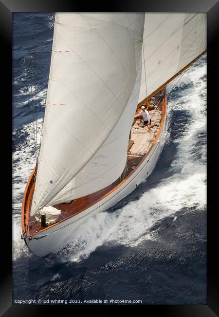 Classic lines and full sails, Classic racing. Framed Print by Ed Whiting