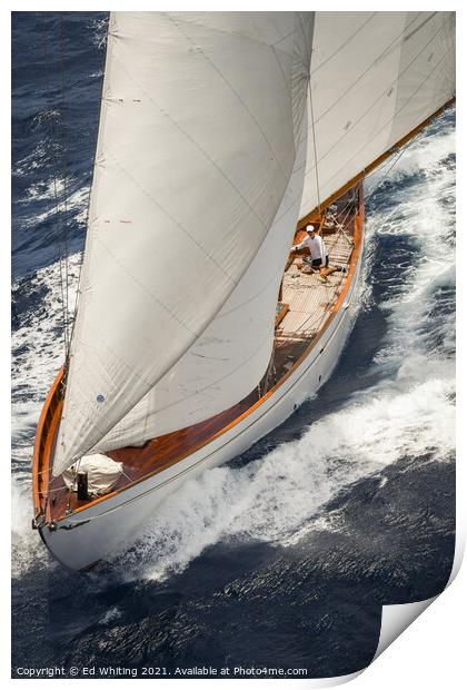 Classic lines and full sails, Classic racing. Print by Ed Whiting