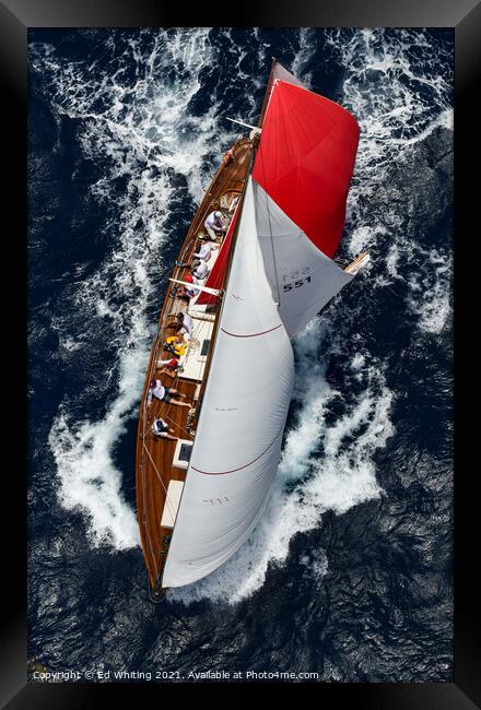 Classic yacht Mah Jong racing. Framed Print by Ed Whiting