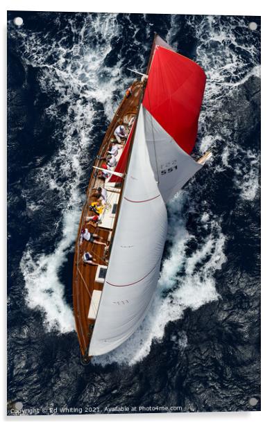 Classic yacht Mah Jong racing. Acrylic by Ed Whiting