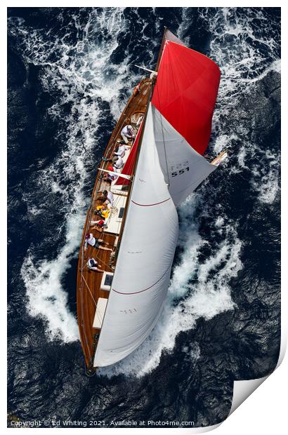 Classic yacht Mah Jong racing. Print by Ed Whiting