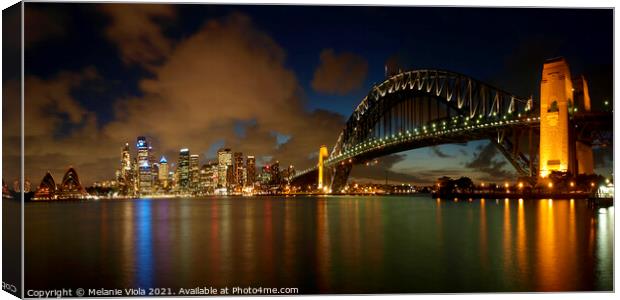 Sydney Harbor Bridge in the evening  Canvas Print by Melanie Viola