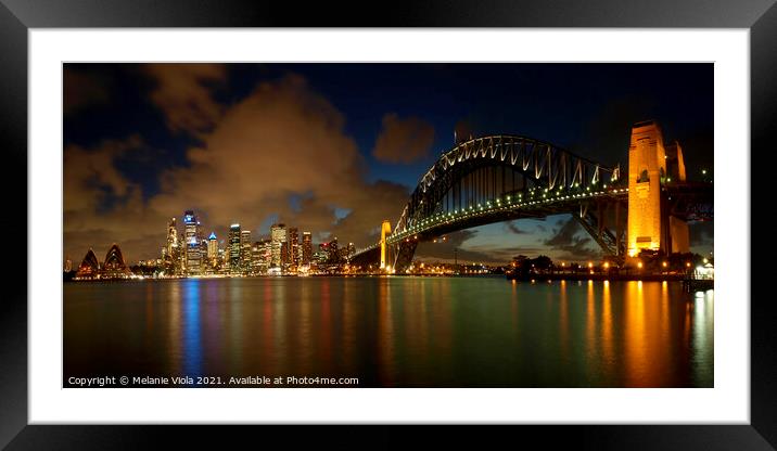 Sydney Harbor Bridge in the evening  Framed Mounted Print by Melanie Viola