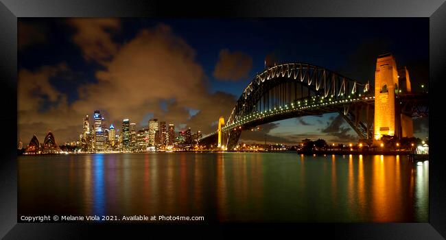 Sydney Harbor Bridge in the evening  Framed Print by Melanie Viola