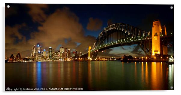 Sydney Harbor Bridge in the evening  Acrylic by Melanie Viola