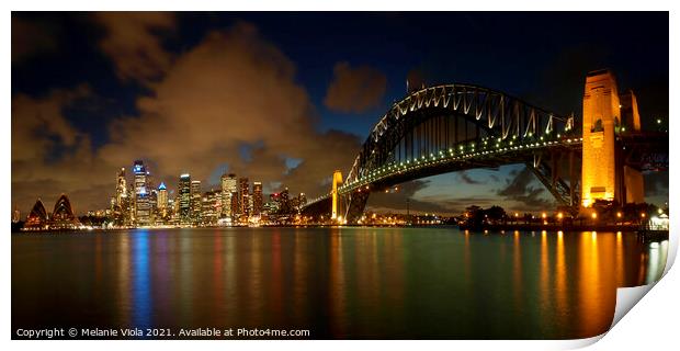 Sydney Harbor Bridge in the evening  Print by Melanie Viola