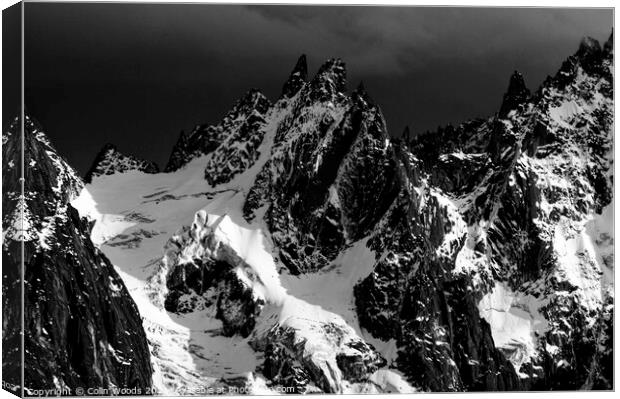The Mont Blanc range in the French Alps Canvas Print by Colin Woods