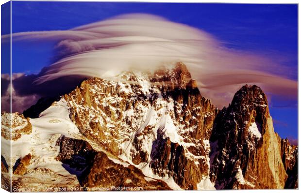 Cloud Cap on the Aiguille Verte Canvas Print by Colin Woods