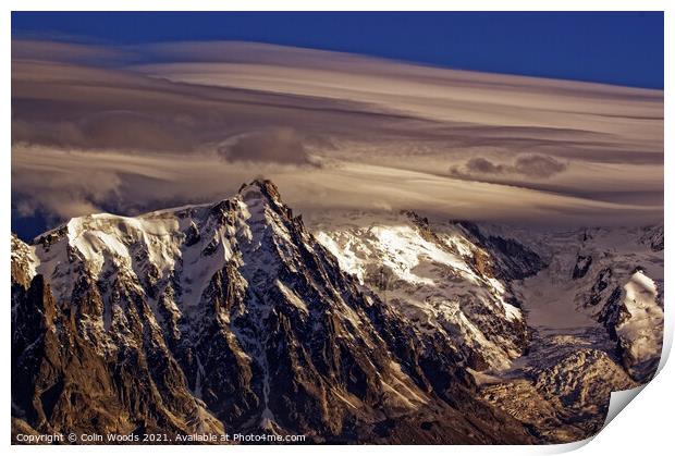 Clouds over Mont Blanc Print by Colin Woods