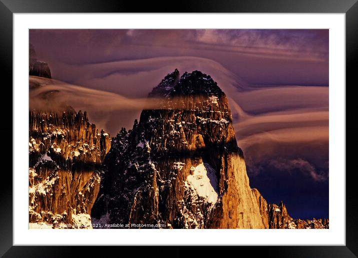 Clouds forming around the Aiguille de Dru in the French Alps Framed Mounted Print by Colin Woods