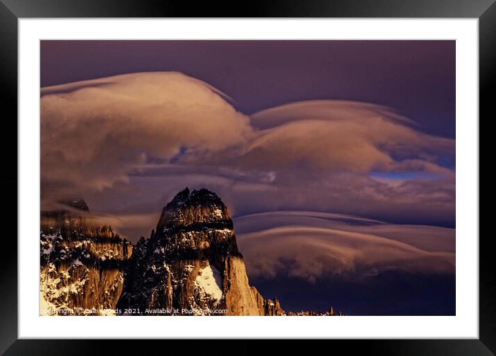Clouds forming around the Aiguille de Dru in the French Alps Framed Mounted Print by Colin Woods