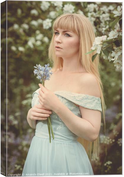 Woman With Bluebells Canvas Print by Amanda Elwell