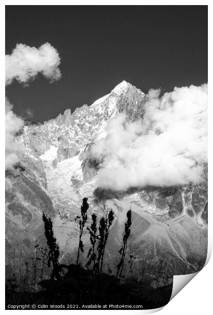 Afternoon cloud on the Aiguille Verte Print by Colin Woods