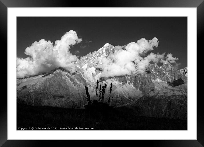 Afternoon cloud on the Aiguille Verte in the French Alps Framed Mounted Print by Colin Woods