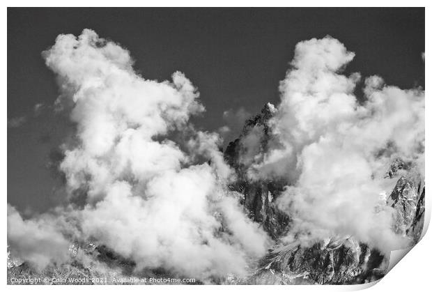 Clouds and peaks in the French Alps Print by Colin Woods