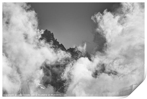 Peaks and Clouds in the French Alps Print by Colin Woods