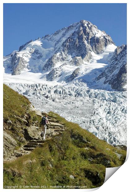 Trekker in the French Alps Print by Colin Woods