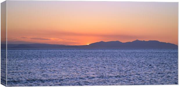 Isle of Arran  silhouetted at sunset Canvas Print by Allan Durward Photography
