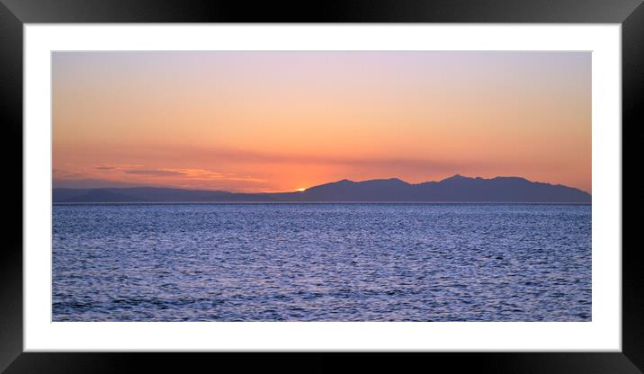 Isle of Arran  silhouetted at sunset Framed Mounted Print by Allan Durward Photography