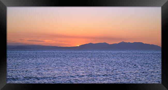 Isle of Arran  silhouetted at sunset Framed Print by Allan Durward Photography