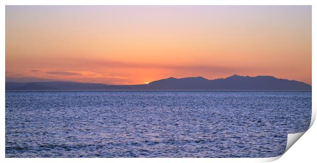Isle of Arran  silhouetted at sunset Print by Allan Durward Photography