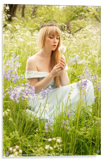 Woman Blowing Dandelions Acrylic by Amanda Elwell