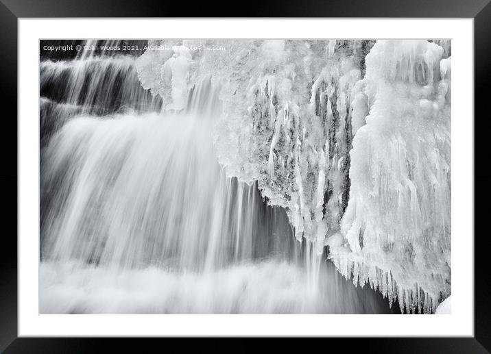 Icicles forming in a waterfall in Quebec, Canada Framed Mounted Print by Colin Woods