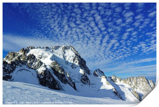 Outdoor Dramatic clouds over the Aiguille de Chardonnet in the French Alps as seen from high on the Glacier du Tour, Chamonix, France Print by Colin Woods