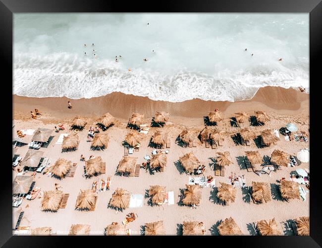 Aerial Beach Print Art, Beach Print, Ocean Waves, Teal Sea Framed Print by Radu Bercan