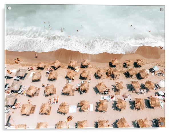 Aerial Beach Print Art, Beach Print, Ocean Waves, Teal Sea Acrylic by Radu Bercan