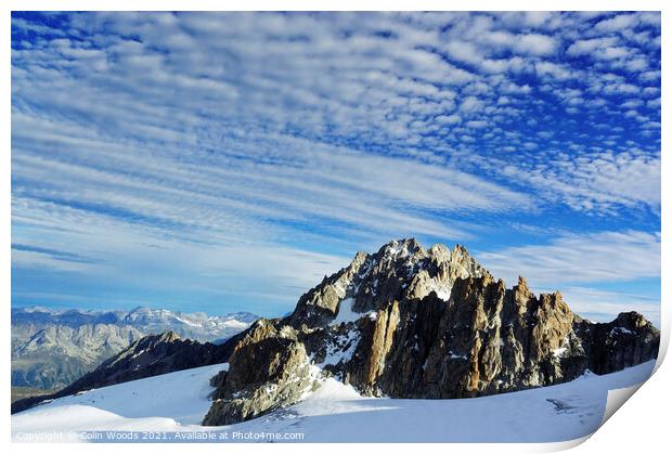 Outdoor mountainDramatic clouds over the Aiguille de Tour in the French Alps as seen from high on the Glacier du Tour, Chamonix, France Print by Colin Woods