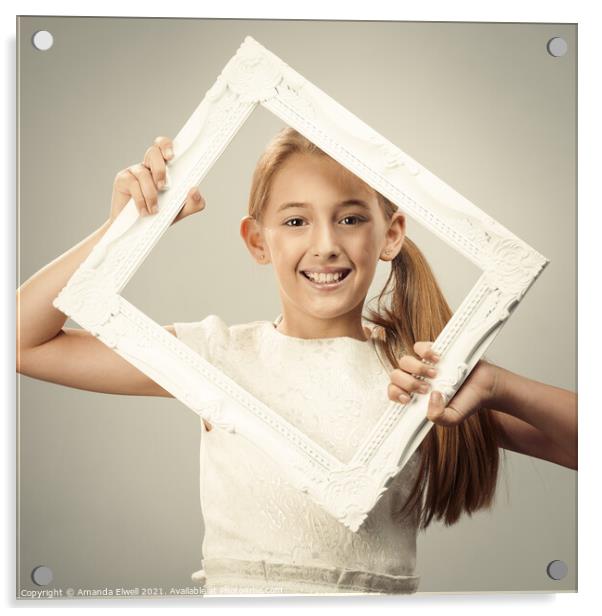 Young Girl In Frame Acrylic by Amanda Elwell